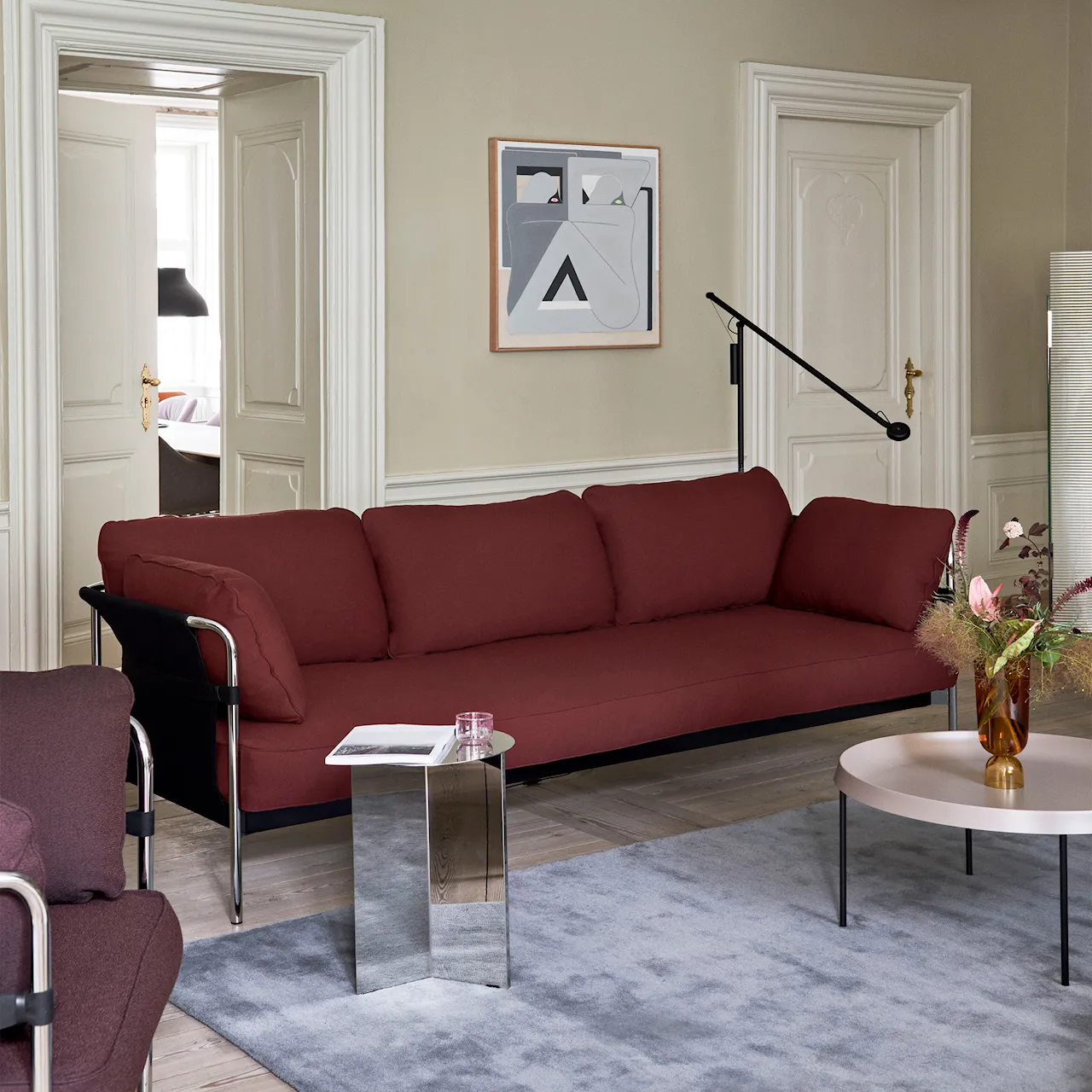 Can 3-seters sofa Chrome/Black